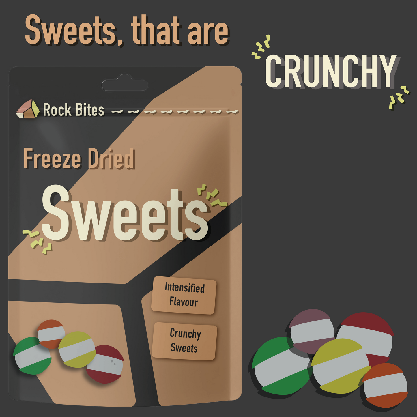 Rock Bites Freeze Dried Sweets - Mixed Fruit Flavour - Intensified Flavour and Satisfyingly Crunchy