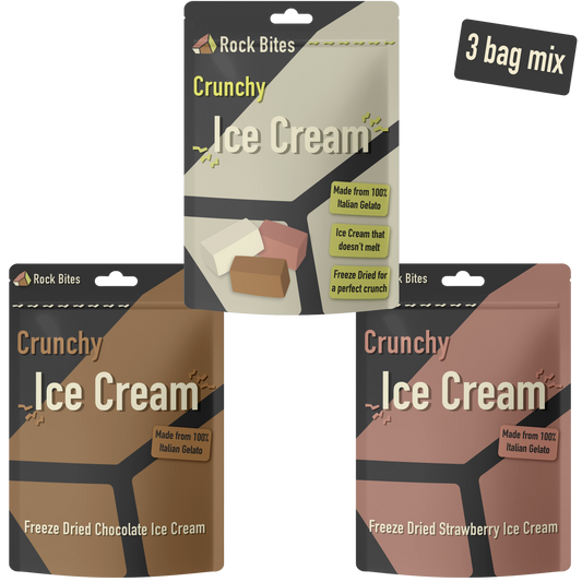 Freeze Dried Ice Cream 3 Pouch Combo - 1 Vanilla , 1 Chocolate, 1 Strawberry