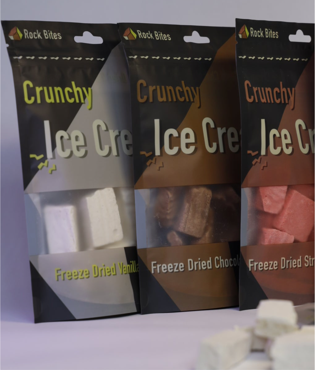Freeze Dried Ice Cream 3 Pouch Combo - 1 Vanilla , 1 Chocolate, 1 Strawberry